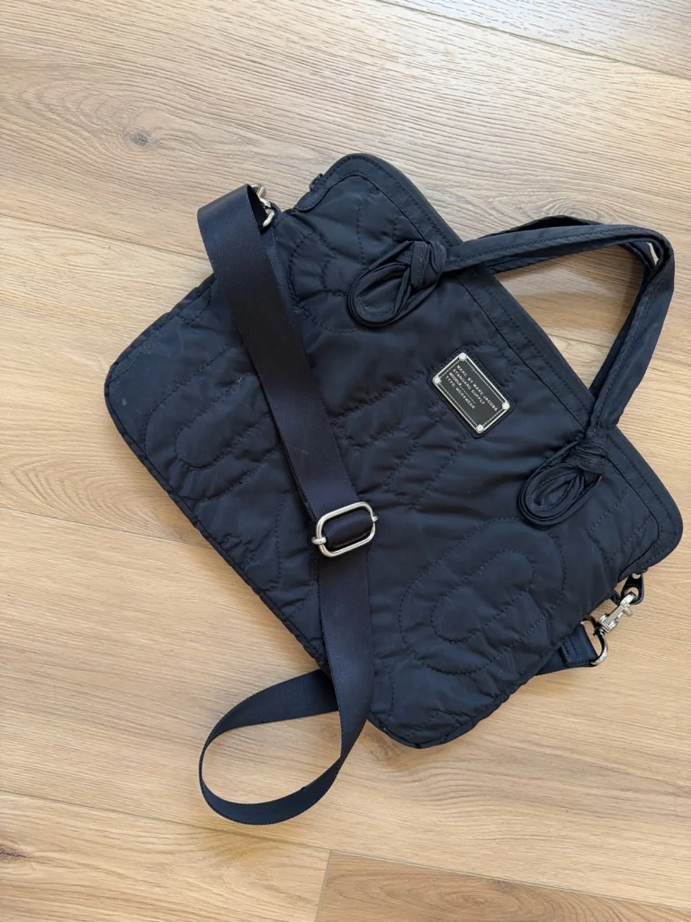 Marc Jacobs Black Quilted Nylon Laptop Tote
